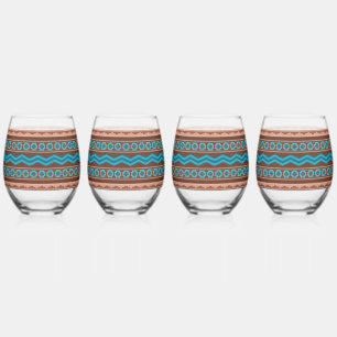 Southwest Style Geometric Cameron Gorge Design Stemless Wine Glass