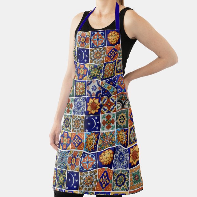 Southwest Style Talavera Tile Colorful Hostess Apron (Insitu)