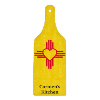 Southwest Style Zia Heart New Mexico Gold & Red Cutting Board