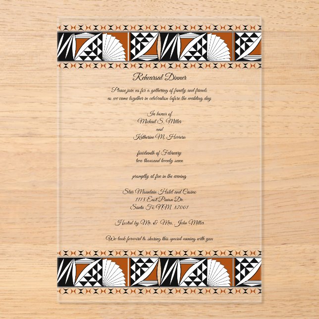 Southwest Sunrise Acrylic Invitations (Front)