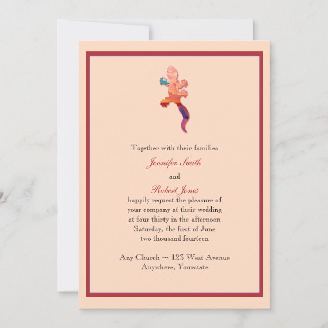 Southwest Sunset Lizard Wedding Invitation (Front)