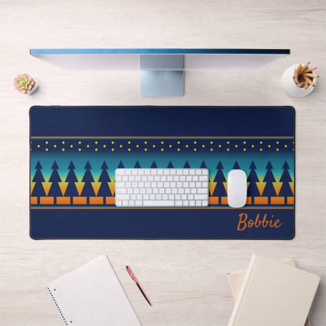 Southwest Sunset Pines and Stars Personalized Desk Mat (Office 1)
