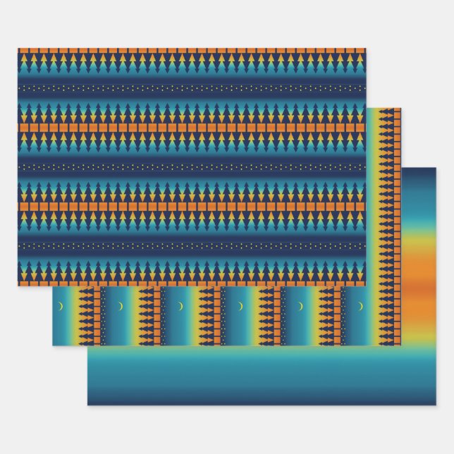 Southwest Sunset Pines Moon Wrapping Paper Sheet (Set)