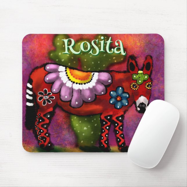 Southwest Talavera-Style Donkey Personalized Mouse Pad (With Mouse)
