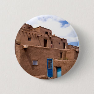 Southwest Taos Adobe Pueblo House New Mexico 2 Inch Round Button