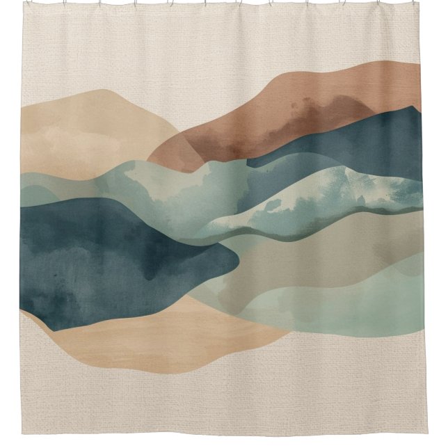 Southwest Teal Blue Rust Abstract Mountains (Front)