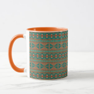 Southwest Teal Copper Colours Geometric Pattern Mug