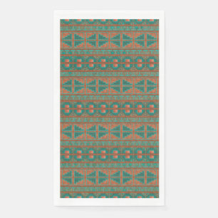Southwest Teal Copper Colours Geometric Pattern Napkin