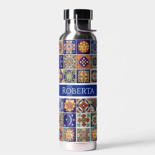 Southwest Tile Design Personalize Name Colourful Water Bottle