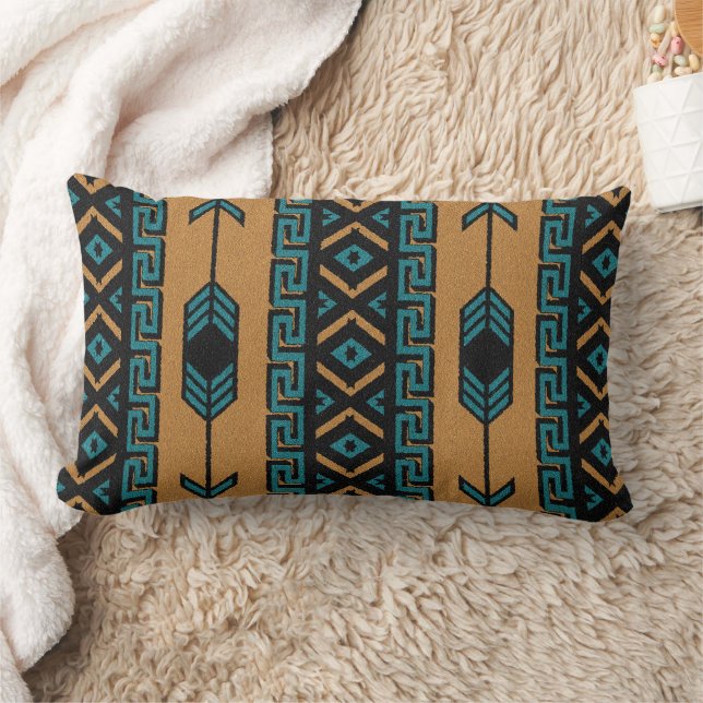 Southwest Tribal Aztec Pattern Lumbar Pillow (Blanket)