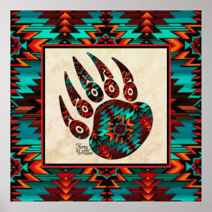 Southwest Tribal Bear Paw Poster