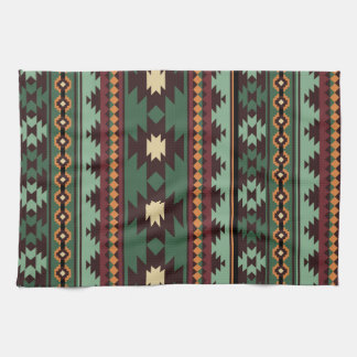 Southwest tribal green brown kitchen towel