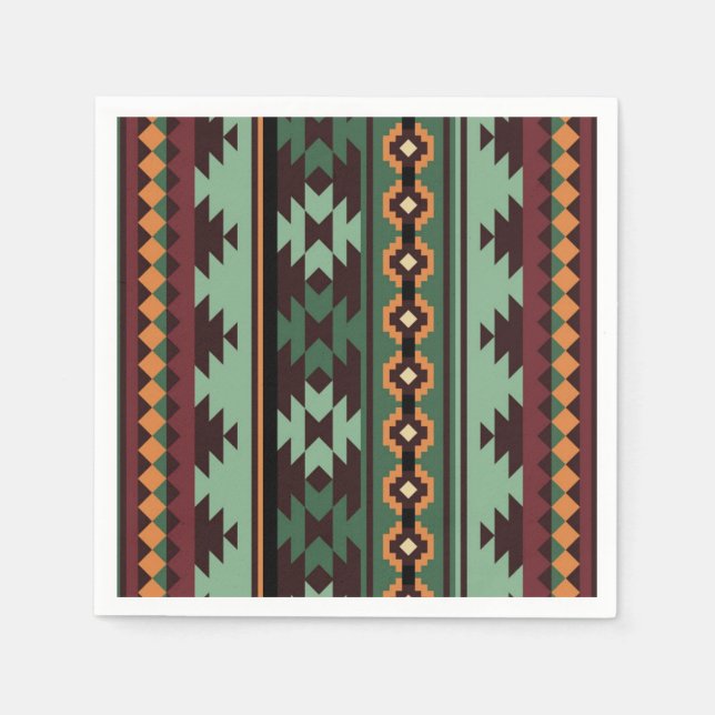 Southwest tribal green brown napkin (Front)