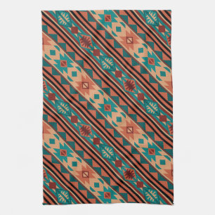 Southwest Tribal Pattern Turquoise Terracotta Kitchen Towel