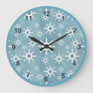 Southwest Turquoise Abstract Geometric Snowflake Large Clock