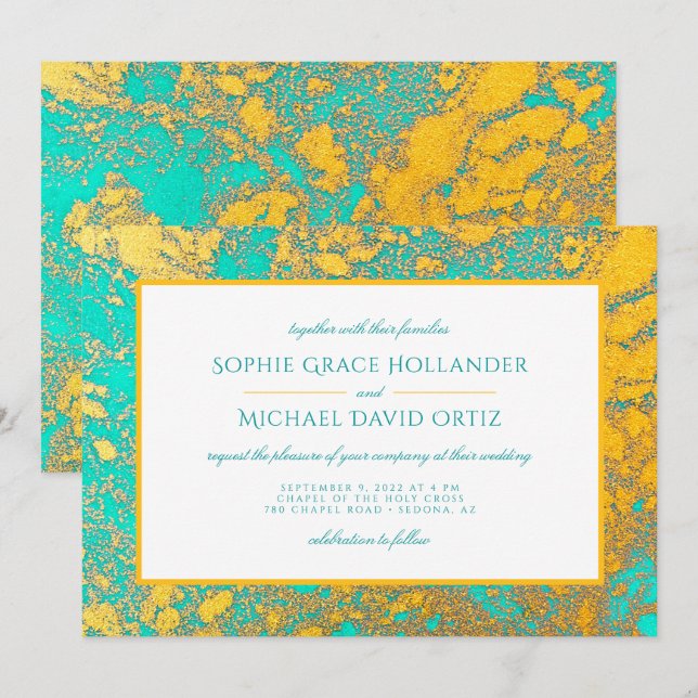 Southwest Turquoise and Gold Minerals Invitation (Front/Back)