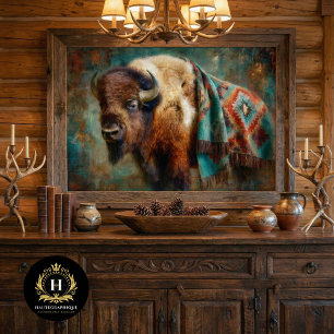 Southwest Turquoise Bison Portrait Tissue Paper