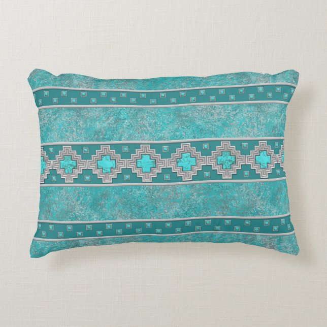 Southwest Turquoise Decorative Pillow (Front)