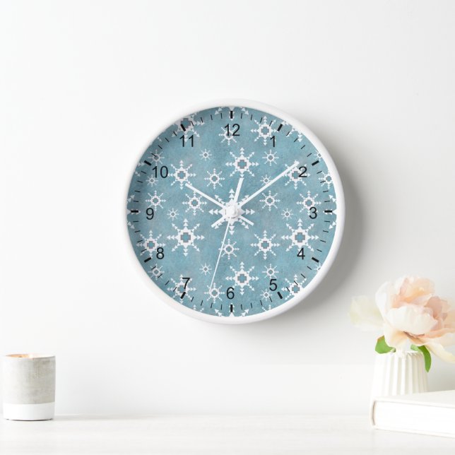 Southwest Turquoise Geometric Snowflake Framed Clock (Home)