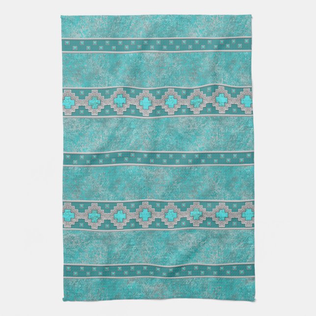 Southwest Turquoise Kitchen Towel (Vertical)