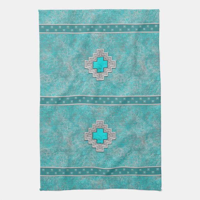 Southwest Turquoise Kitchen Towel (Vertical)
