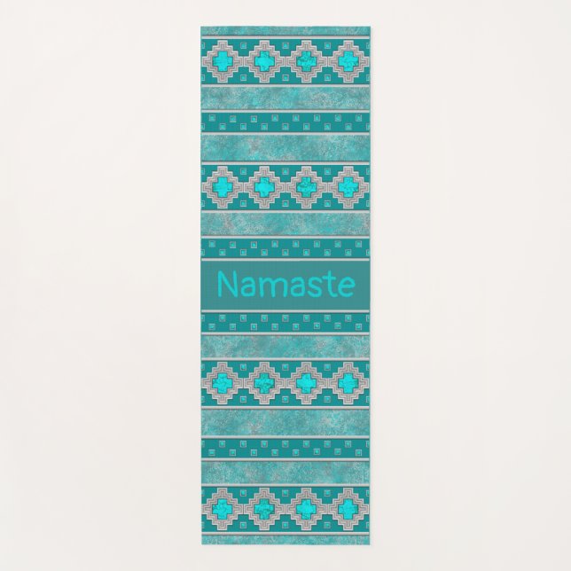 Southwest Turquoise Personalized Yoga Mat (Front)
