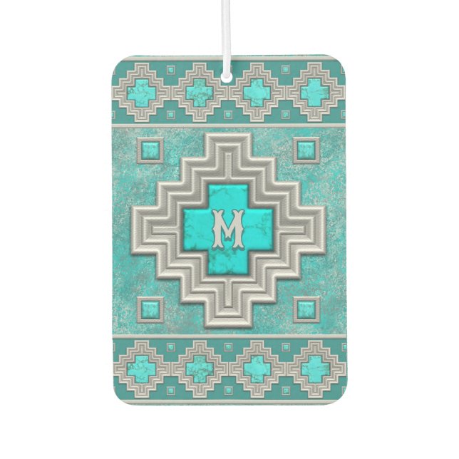 Southwest Turquoise Stone Geometric Personalized Air Freshener (Front)