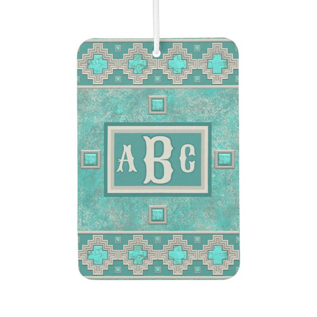 Southwest Turquoise Stone Geometric Personalized Air Freshener (Front)