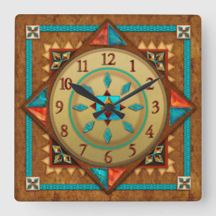 Southwest Unique and Colourful Designer Square Wall Clock