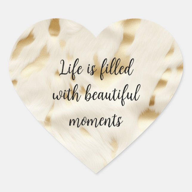 Southwest Western Gold White Cowhide  Heart Sticker (Front)