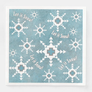 Southwest Winter Geometric Snowflakes Personalized Napkin