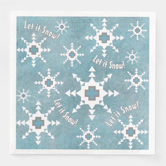 Southwest Winter Geometric Snowflakes Personalized Napkin (Front)