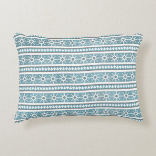 Southwest Winter Snowflakes & Pine Trees Blue Accent Pillow