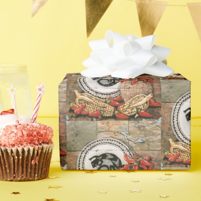 Southwest Wrapping Paper Lizard Indian Basket Corn (Birthday Party)