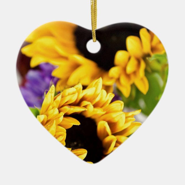 Southwest Yellow Sunflower Ceramic Ornament (Front)