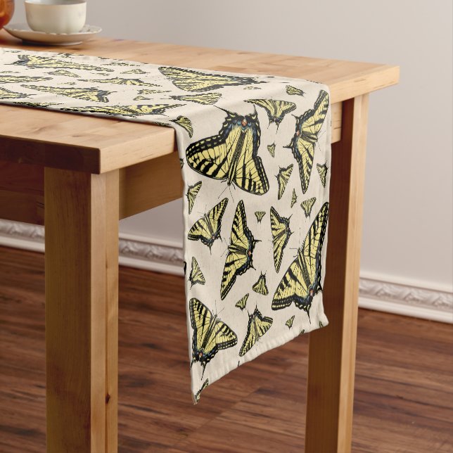 Southwest Yellow Swallowtail Butterflies All Over Short Table Runner (In Situ)