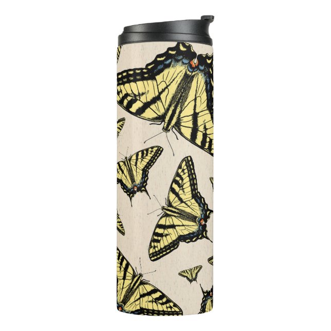 Southwest Yellow Swallowtail Butterflies Pattern Thermal Tumbler (Rotated Left)