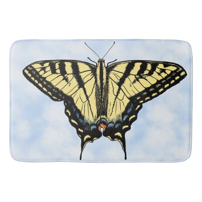 Southwest Yellow Swallowtail Butterfly Blue Sky Bath Mat (Front)