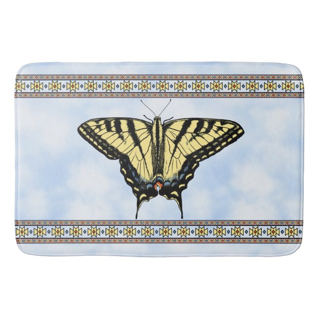Southwest Yellow Swallowtail Butterfly Blue Sky Bath Mat (Front)