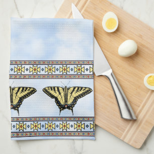 Southwest Yellow Swallowtail Butterfly Blue Sky Kitchen Towel