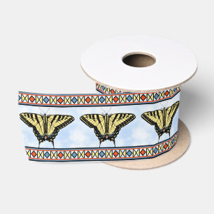 Southwest Yellow Swallowtail Butterfly Blue Sky Satin Ribbon