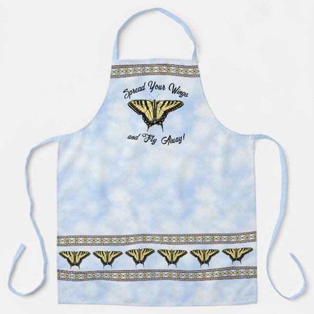 Southwest Yellow Swallowtail Butterfly Personalize Apron (Front)