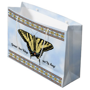 Southwest Yellow Swallowtail Butterfly Personalize Large Gift Bag