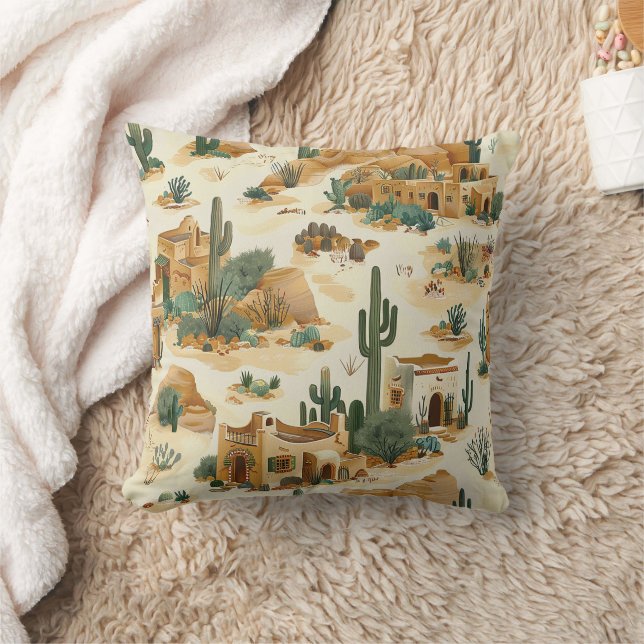 Southwestern Adobe Pattern Throw Pillow: Pillow (Blanket)