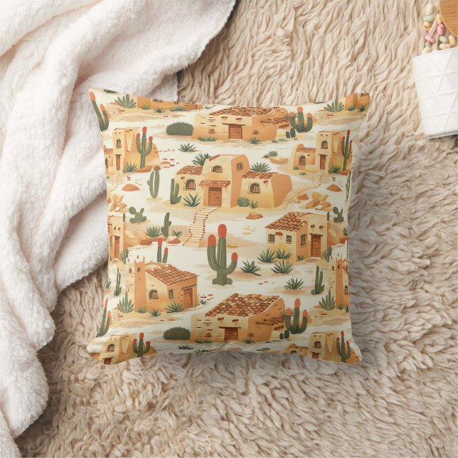 Southwestern Adobe Pattern Throw Pillow: Pillow (Blanket)