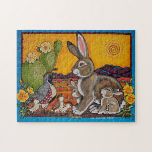 Southwestern Animaux Faune Rabbit Quail Puzzle