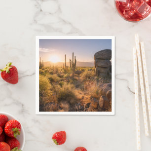 Southwestern Arizona Cactus Sunset Napkin