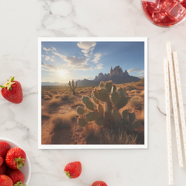 Southwestern Arizona Cactus Sunset Napkin (Insitu)