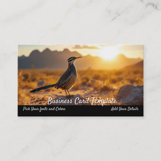 Southwestern Arizona Sunrise Roadrunner  Business Card (Front)