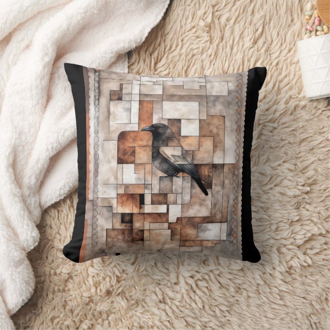 Southwestern Art: Raven Hears the Ancestors Throw Pillow (Blanket)